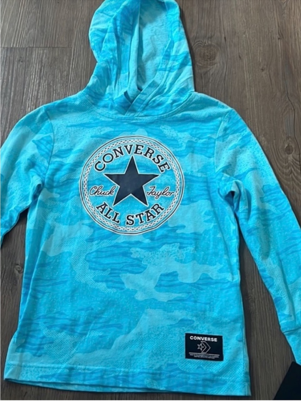 Converse Kids' All Star Light Blue Hooded Sweatshirt NWT Size 5/6Y